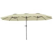 Outsunny Sombrilla Doble 4x2,2 m Sombrilla Terraza Exterior con Manivela Manual Impermeable y Protección UV30+ Parasol Grande para Terraza Playa Piscina Crema