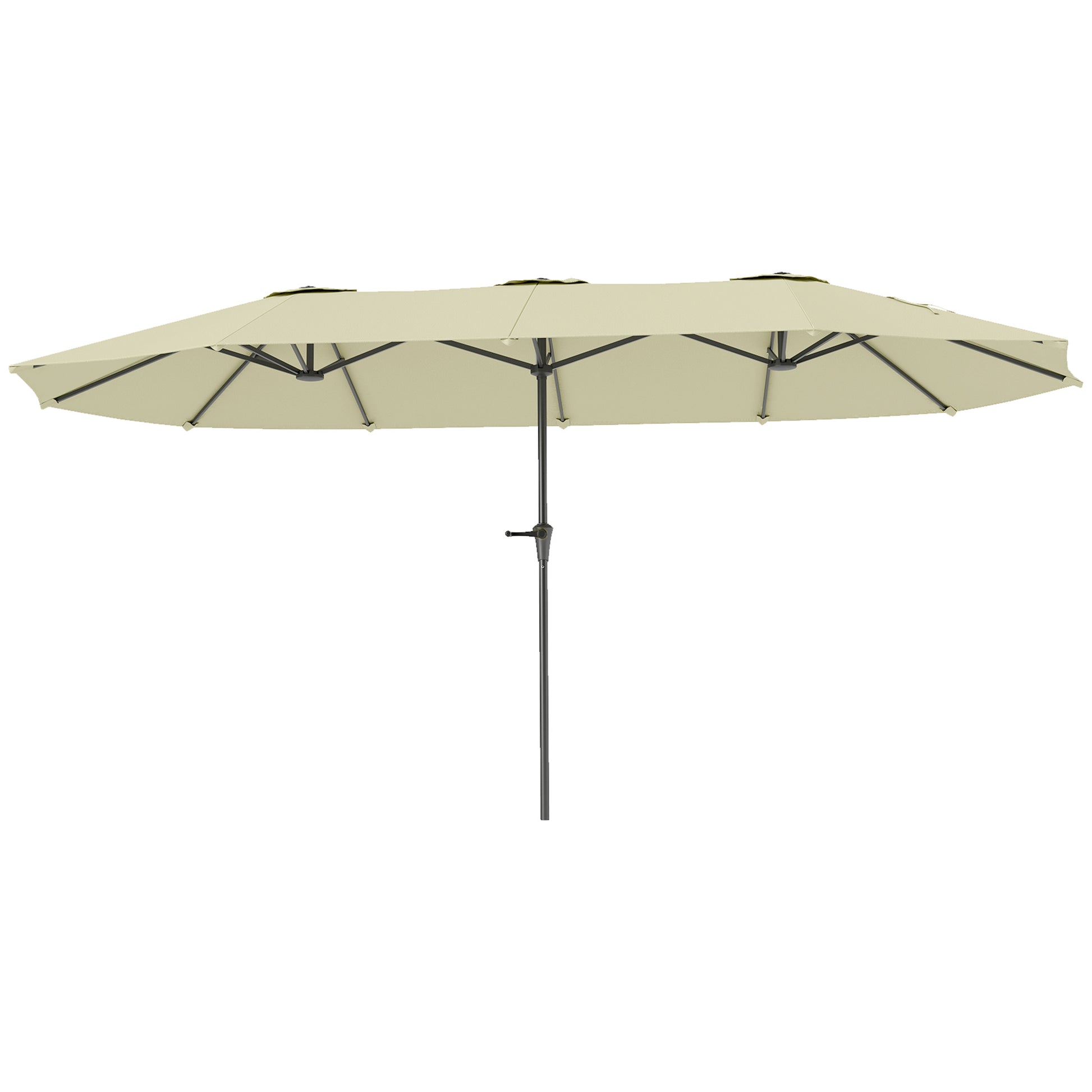 Outsunny Sombrilla Doble 4x2,2 m Sombrilla Terraza Exterior con Manivela Manual Impermeable y Protección UV30+ Parasol Grande para Terraza Playa Piscina Crema