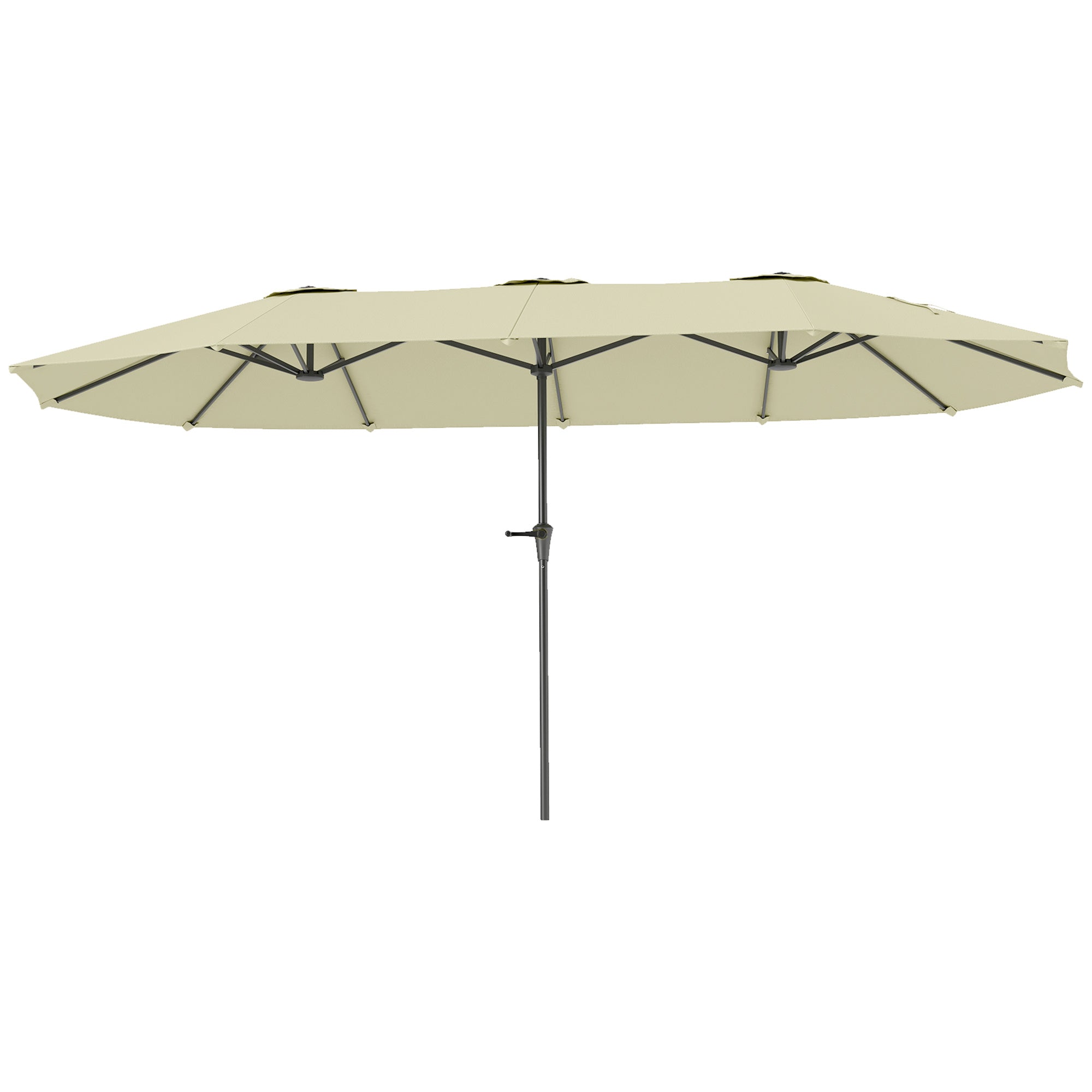 Outsunny Sombrilla Doble 4x2,2 m Sombrilla Terraza Exterior con Manivela Manual Impermeable y Protección UV30+ Parasol Grande para Terraza Playa Piscina Crema