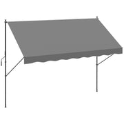 Outsunny Toldo Manual Retráctil Toldo para Balcón con Altura Ajustable Manivela y Protección Solar para Terraza Jardín Gris