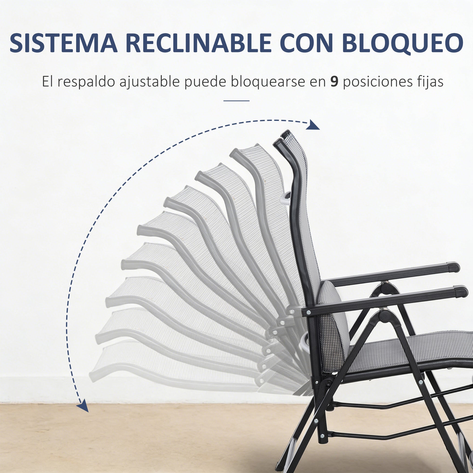 Outsunny Tumbona Plegable de Jardín, Tumbona Gravedad Cero con Respaldo Ajustable en 9 Posiciones, con Cojín, para Terraza, Piscina, Playa, Carga 150 kg, 70x65x111 cm, Gris