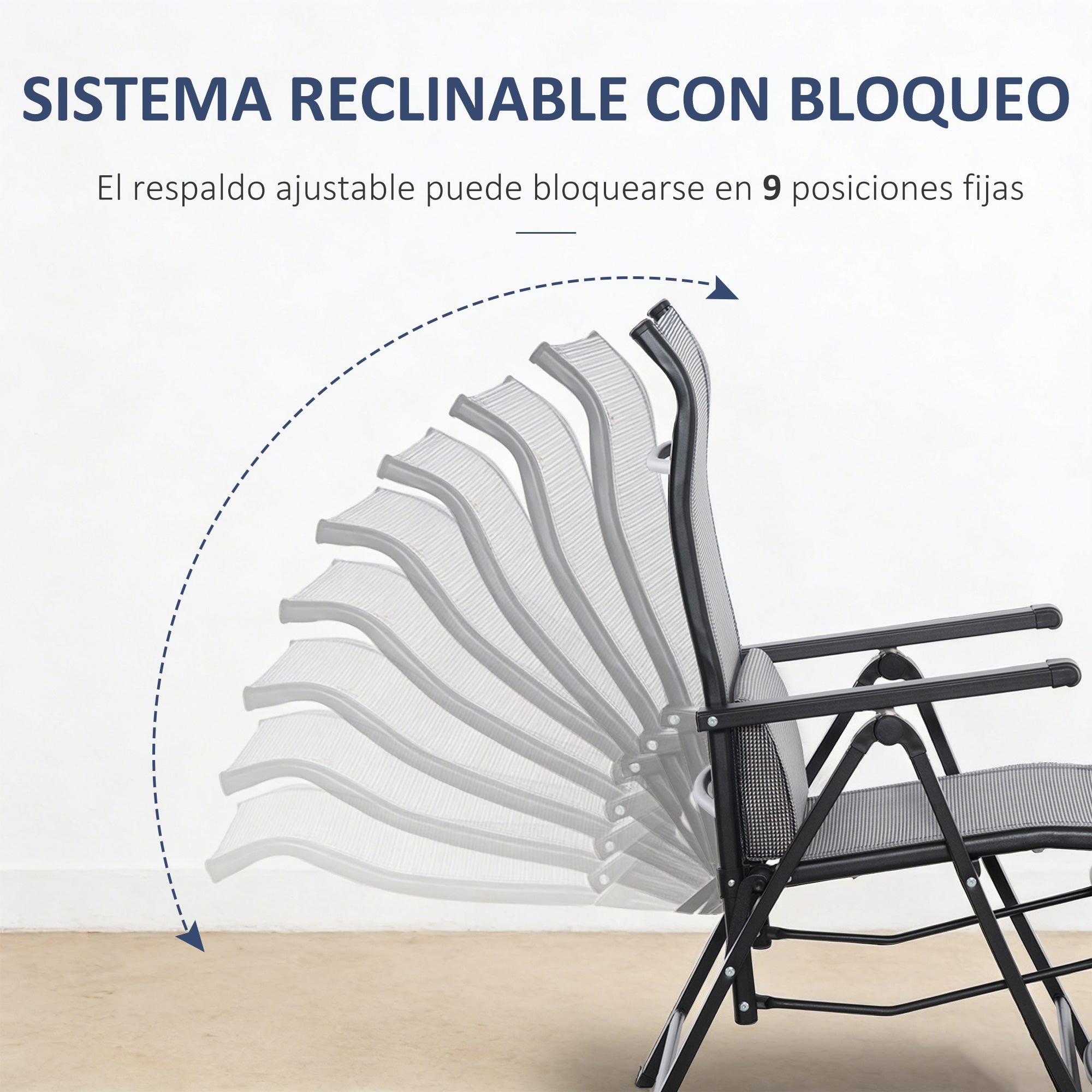 Outsunny Tumbona Plegable de Jardín, Tumbona Gravedad Cero con Respaldo Ajustable en 9 Posiciones, con Cojín, para Terraza, Piscina, Playa, Carga 150 kg, 70x65x111 cm, Gris