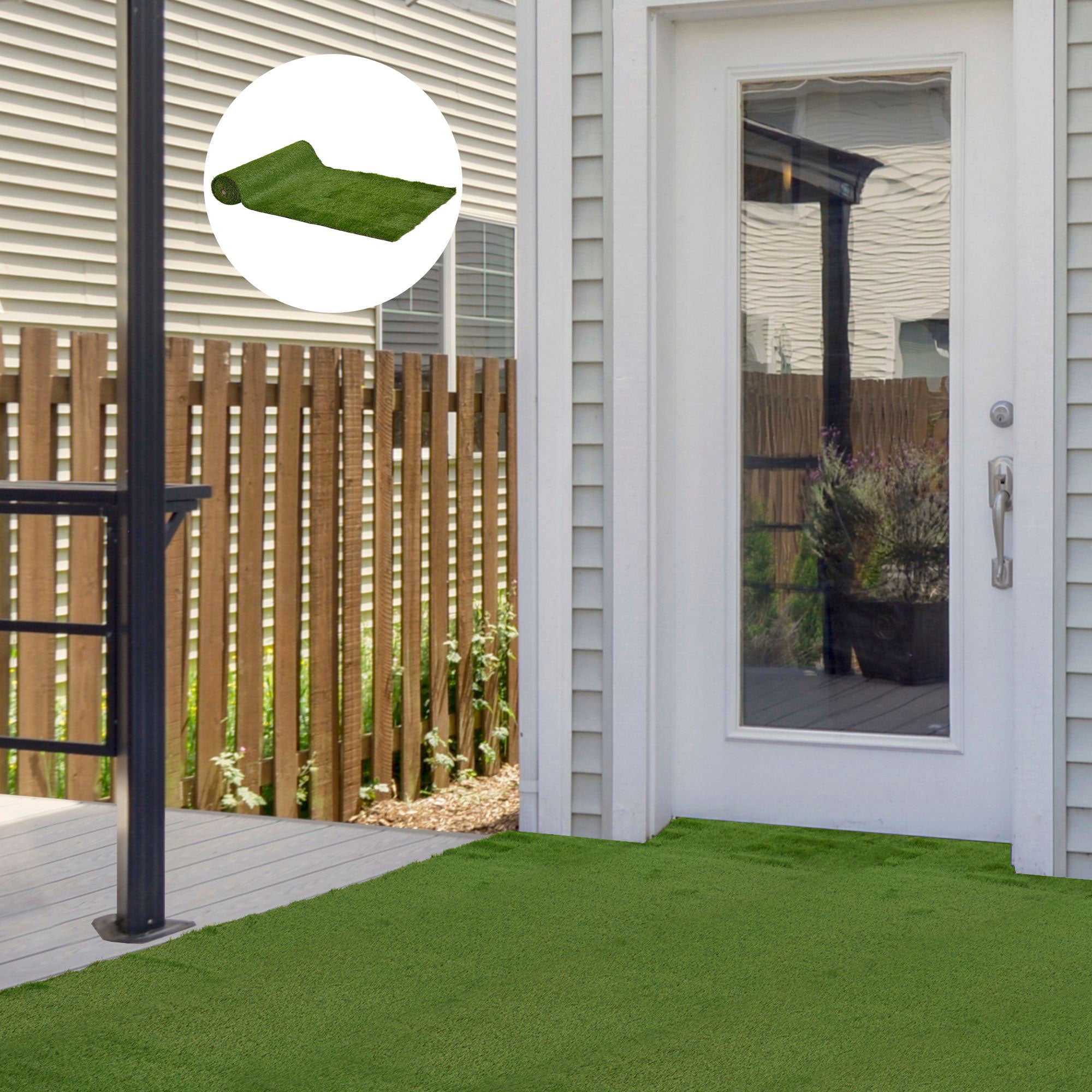 Outsunny Césped Artificial 30 mm Rollos de 1x4 m Realista para Terraza Jardín Balcón con Orificios de Drenaje Alta Densidad Verde