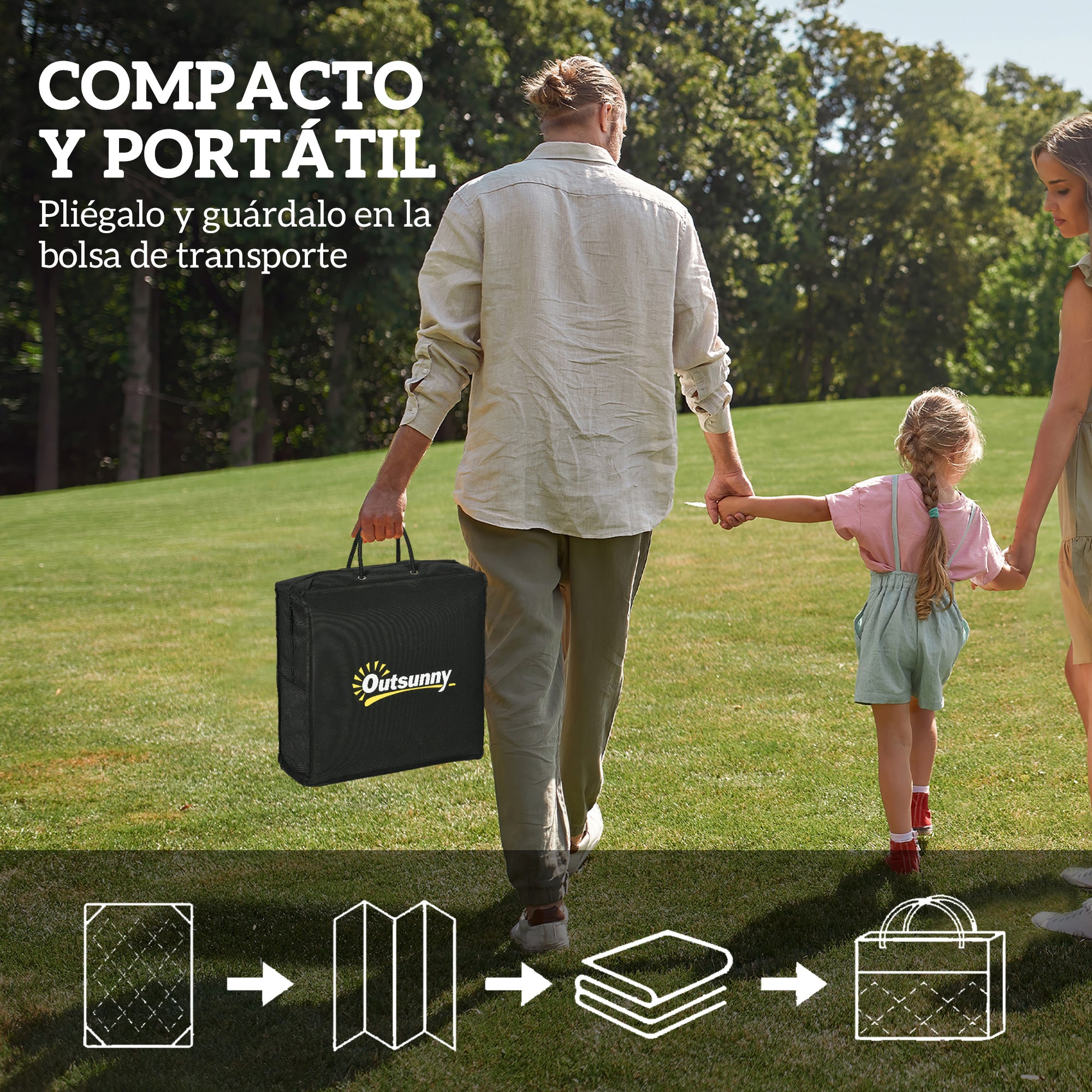 Outsunny Alfombra de Exterior 182x274 cm Alfombra Reversible con Patrón de Geométrico Impermeable Bolsa de Transporte para Terraza Balcón Patio Camping Playa Azul