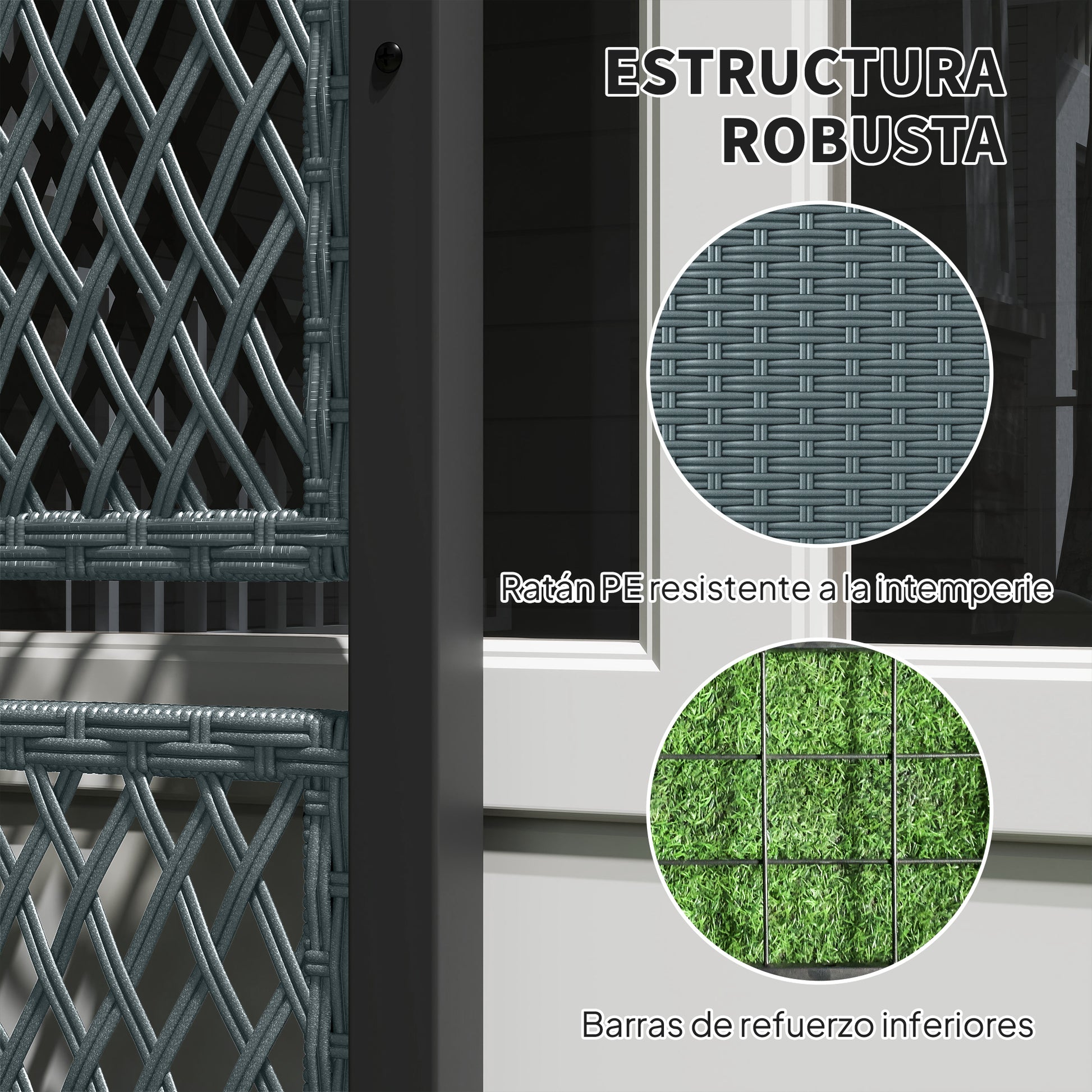 Outsunny Jardinera con Enrejado de Ratán, Jardinera Exterior Grande para Plantas Trepadoras, Maceta con Forro, para Jardín, Patio, Terraza, 90x35x148 cm, Gris Oscuro