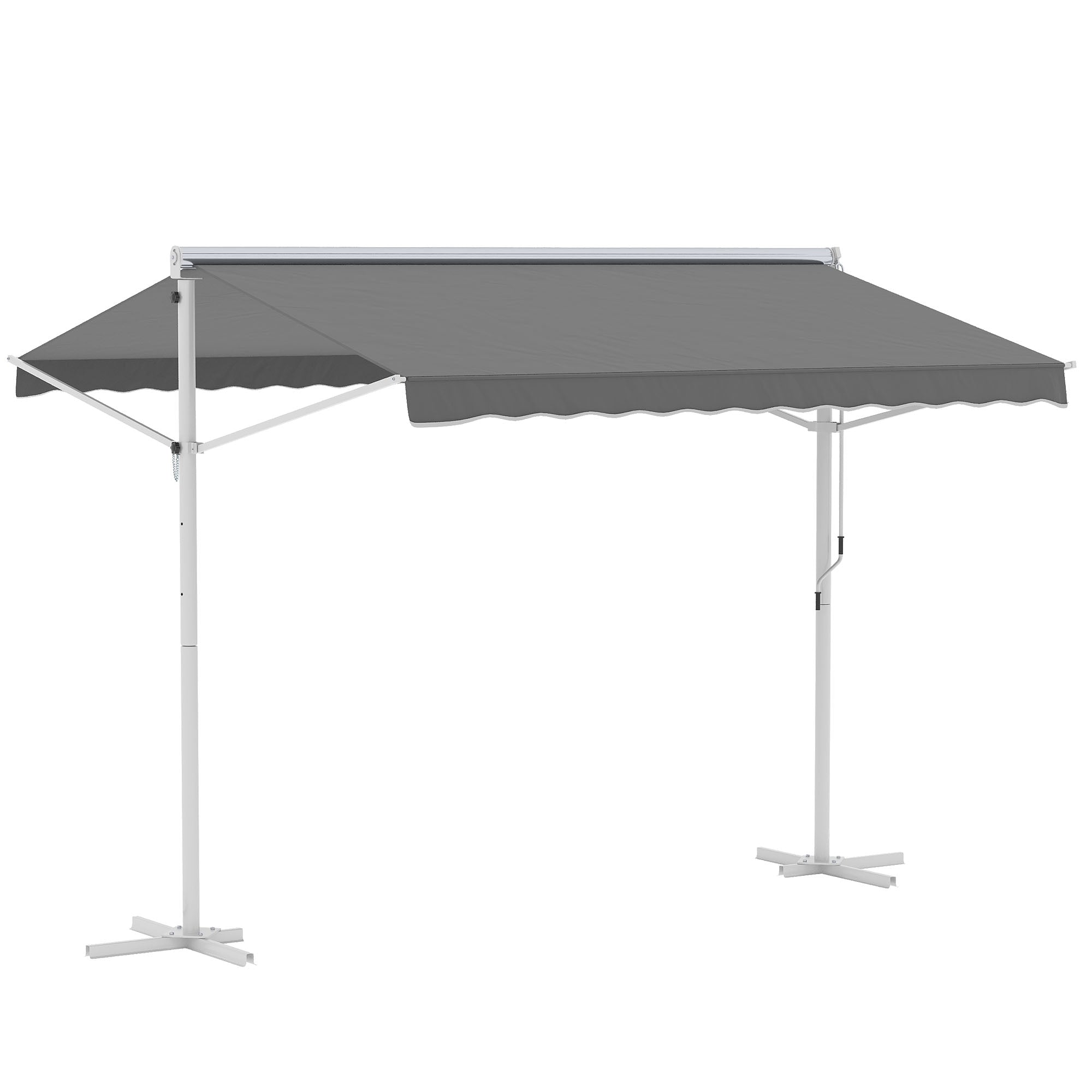 Outsunny Toldo de Pie Independiente 300x295x255 cm con Manivela Doble Cara Ángulo Ajustable Portátil Protección Solar para Jardín Terraza Patio Gris