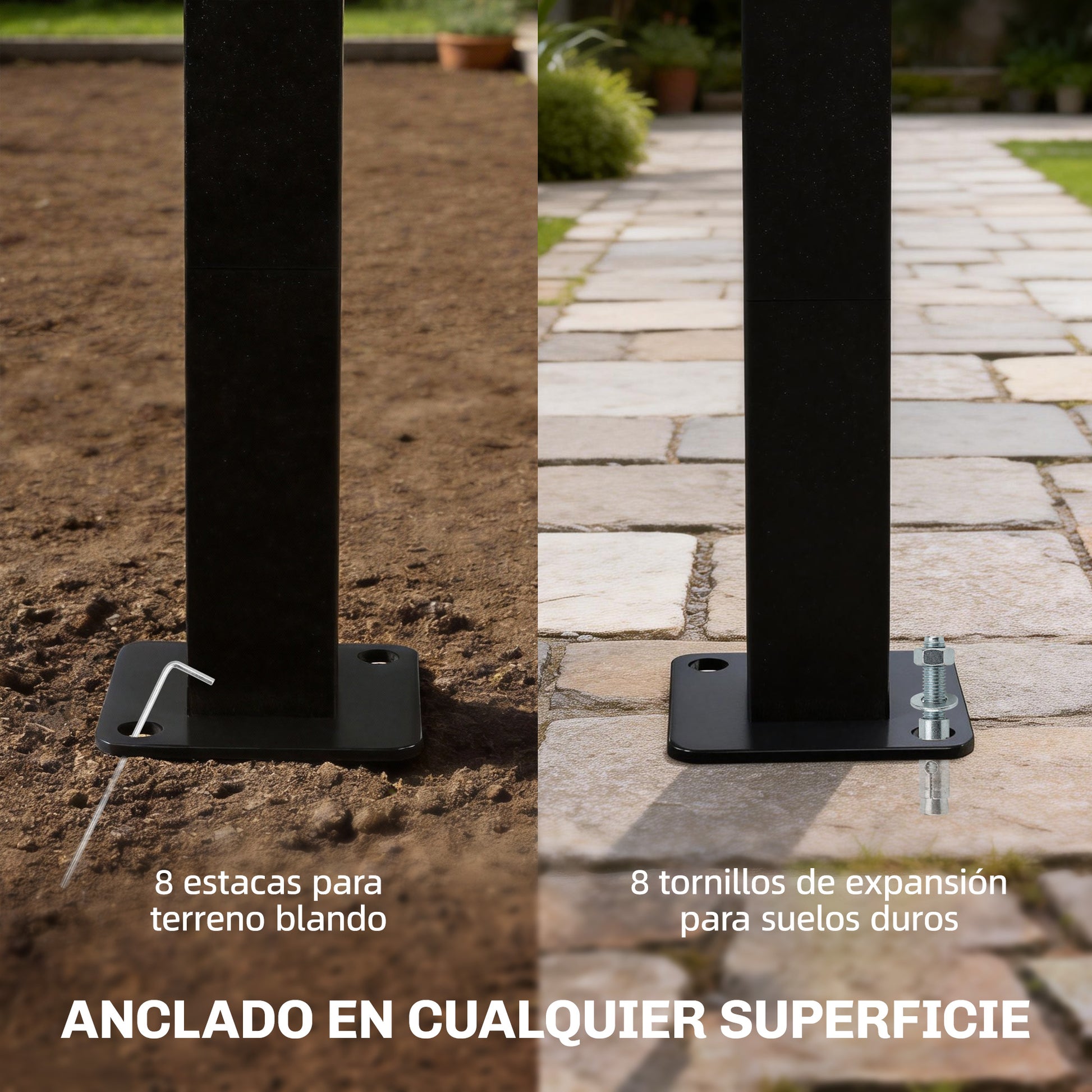 Outsunny Pérgola de Jardín 3x3 m, Cenador de Jardín con Techo Arqueado, Dosel UV30+ y Estructura de Metal Galvanizado, Pabellón para Exterior, Patio, Terraza, Blanco Crema