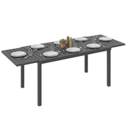 Outsunny Mesa de Jardín Extensible 150/225x85x75 cm, Mesa de Comedor Exterior Extensible Rectangular de Aluminio, con Tablero de Listones para 6-8 Personas, para Patio, Terraza, Gris Oscuro