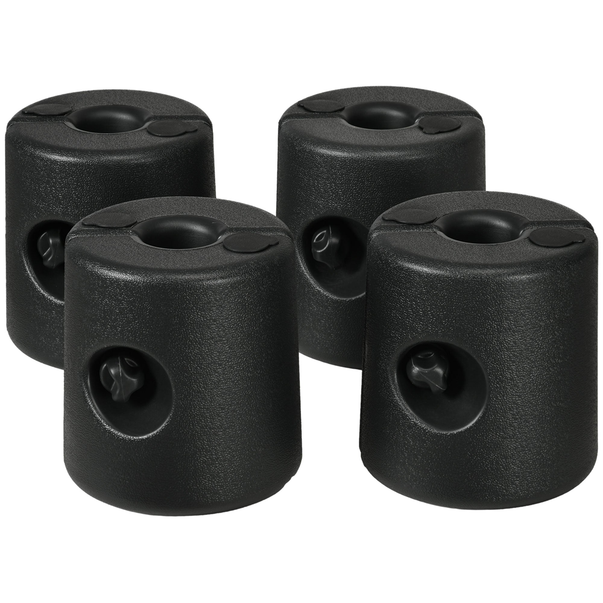 Outsunny Pack de 4 Pesos para Carpas Plegables Soportes Rellenables con 9,2 kg de Agua o 12 kg de Arena Pesos para Cenador con Perillas de Fijación Ø24x25,5 cm Negro