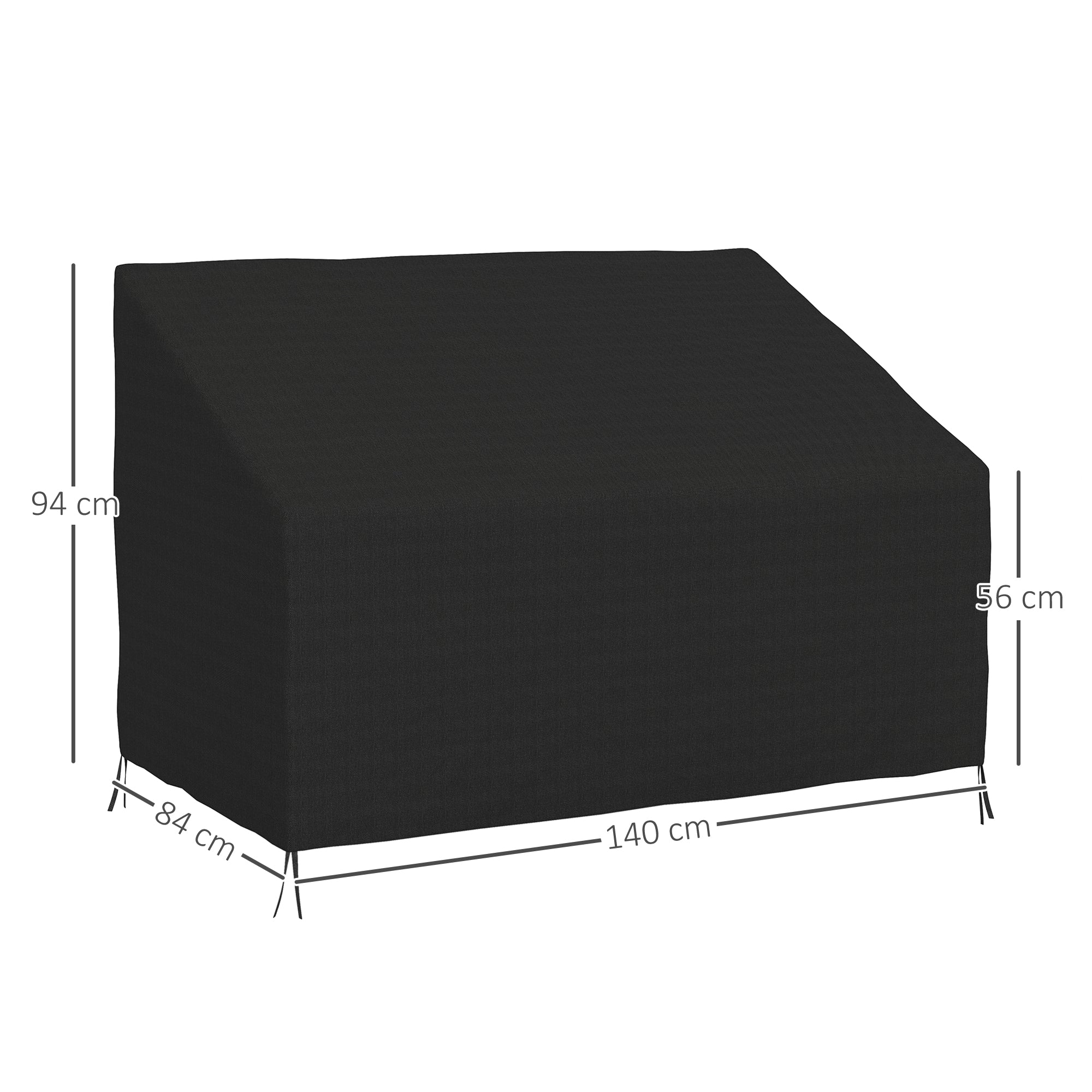 Outsunny Funda para Banco de Jardín 2 Plazas, Funda Sofá Exterior Impermeable, Tela Oxford 600D con Recubrimiento, 140x84x56/94 cm para Patio, Terraza, Negro