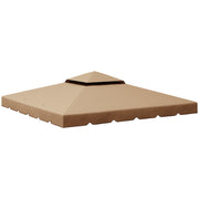 Outsunny Techo de Repuesto para Cenador 3x3 m Cubierta de Repuesto con Techo Doble con 8 Orificios de Drenaje Toldo de Recambio para Pabellón Gazebo Caqui