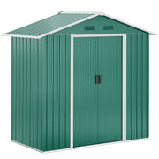 Outsunny Caseta de Jardín 2,2 m² 194x110x184 cm Cobertizo de Acero Galvanizado para Almacenamiento de Herramientas con Puerta Corrediza y 4 Ventanas para Terraza Exterior Verde