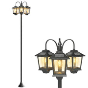 Outsunny Farola Solar Exterior de Jardín con 3 Cabezales, Luz Solar de Exterior de Aluminio con Encendido/Apagado Automático, Impermeable IP44, para Terraza, Patio, 40x34,5x188 cm, Negro