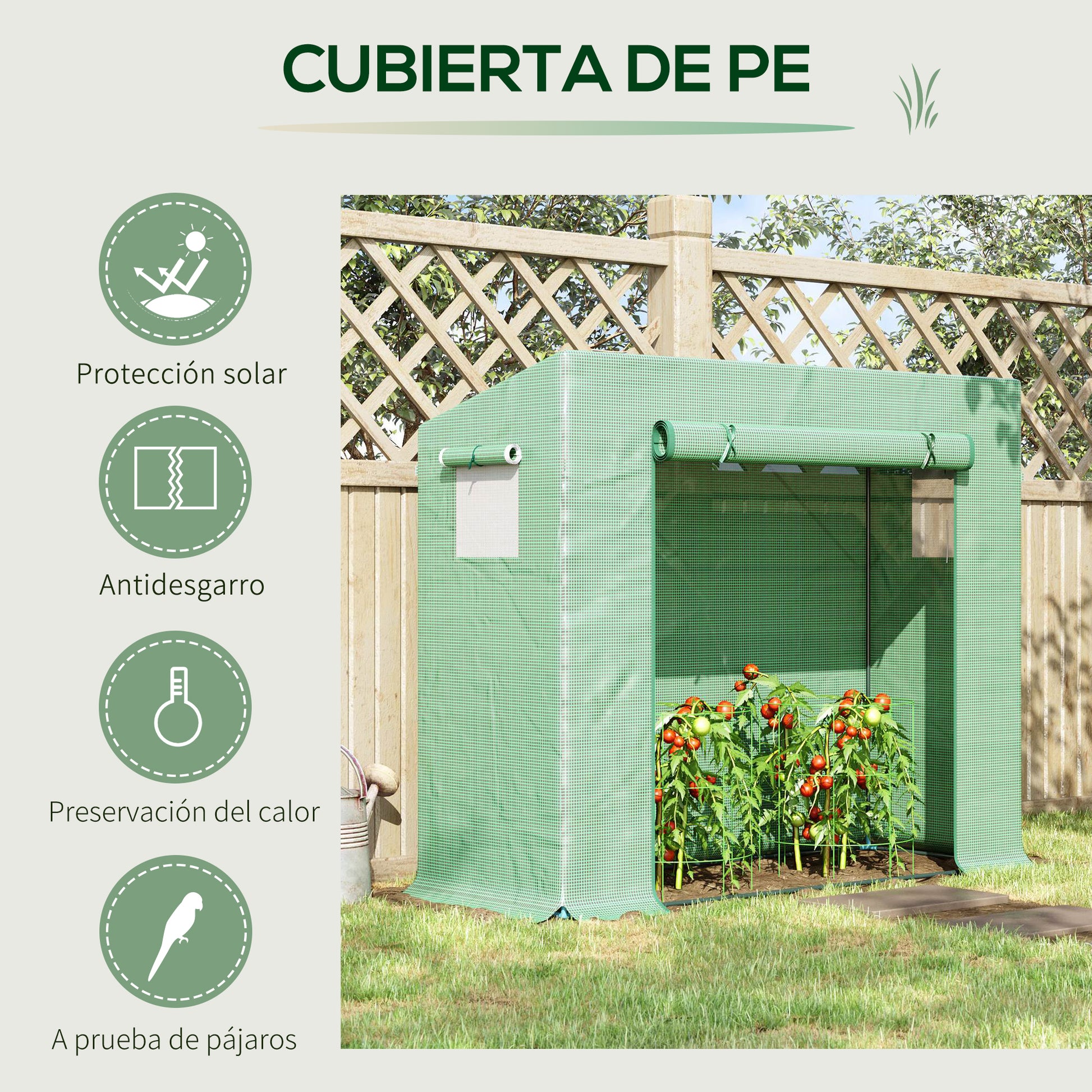 Outsunny Invernadero Pequeño Invernadero de Exterior con Ventanas y Marco de Acero Invernadero para Cultivar Tomates Plantas Flores 200x76x168 cm Verde