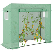 Outsunny Invernadero Pequeño Invernadero de Exterior con Ventanas y Marco de Acero Invernadero para Cultivar Tomates Plantas Flores 200x76x168 cm Verde