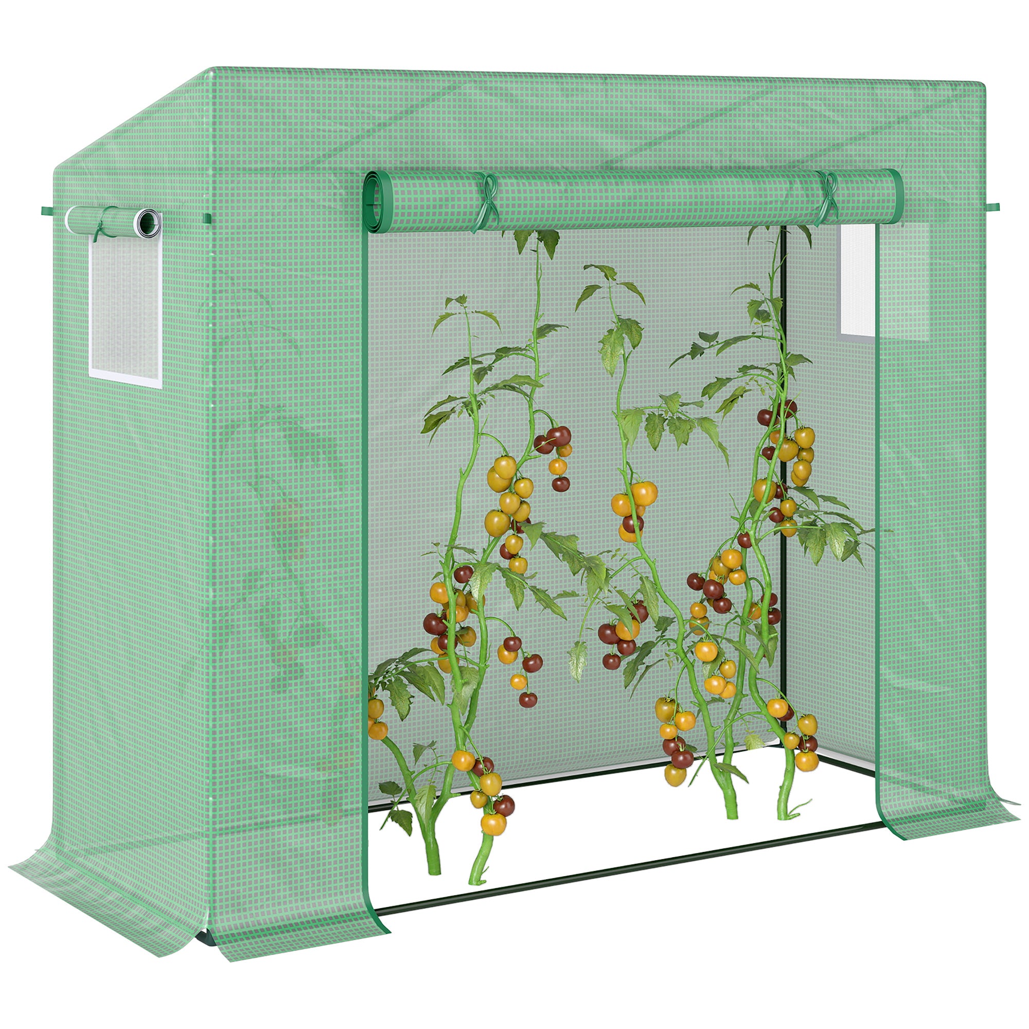 Outsunny Invernadero Pequeño Invernadero de Exterior con Ventanas y Marco de Acero Invernadero para Cultivar Tomates Plantas Flores 200x76x168 cm Verde