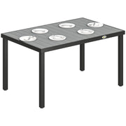 Outsunny Mesa de Comedor de Jardín Rectangular, Mesa de Terraza Exterior 140x90x74 cm, con Estructura de Acero y Encimera Desmontable de WPC de Listones, Carga 50 kg, para Patio, Balcón, Gris