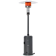 Outsunny Calentador de Patio 12,5KW Tipo Sombrilla Estufa de Gas para Exterior con Apagado Automático Ruedas y Cubierta Ø81x222 cm Gris Carbón