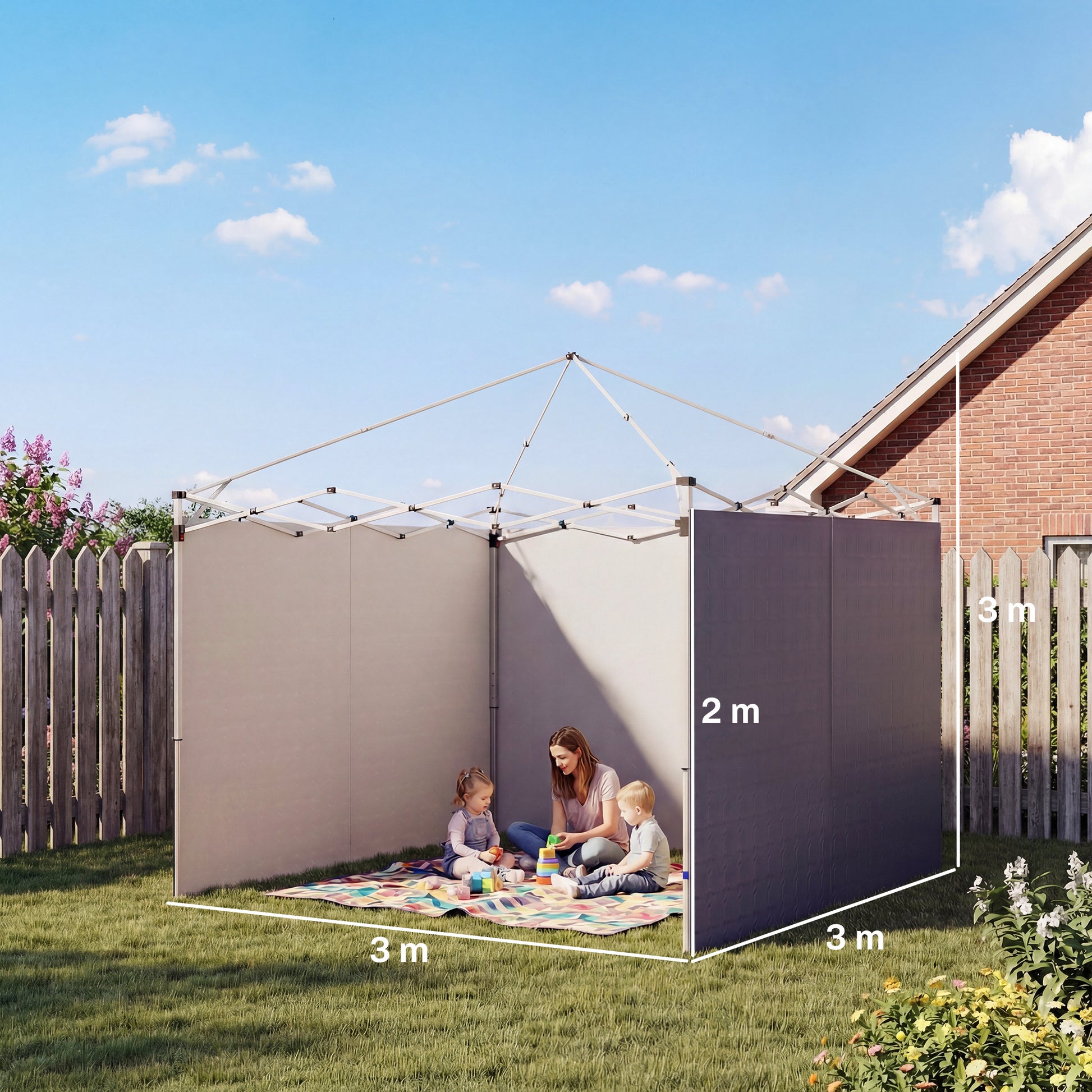 Outsunny 3 Paredes Laterales para Carpas de 3x3 m, Paredes Laterales de Repuesto para Cenador de Tela Oxford 210D con Cremallera, para Fiestas, 300x200 cm, Azul Oscuro