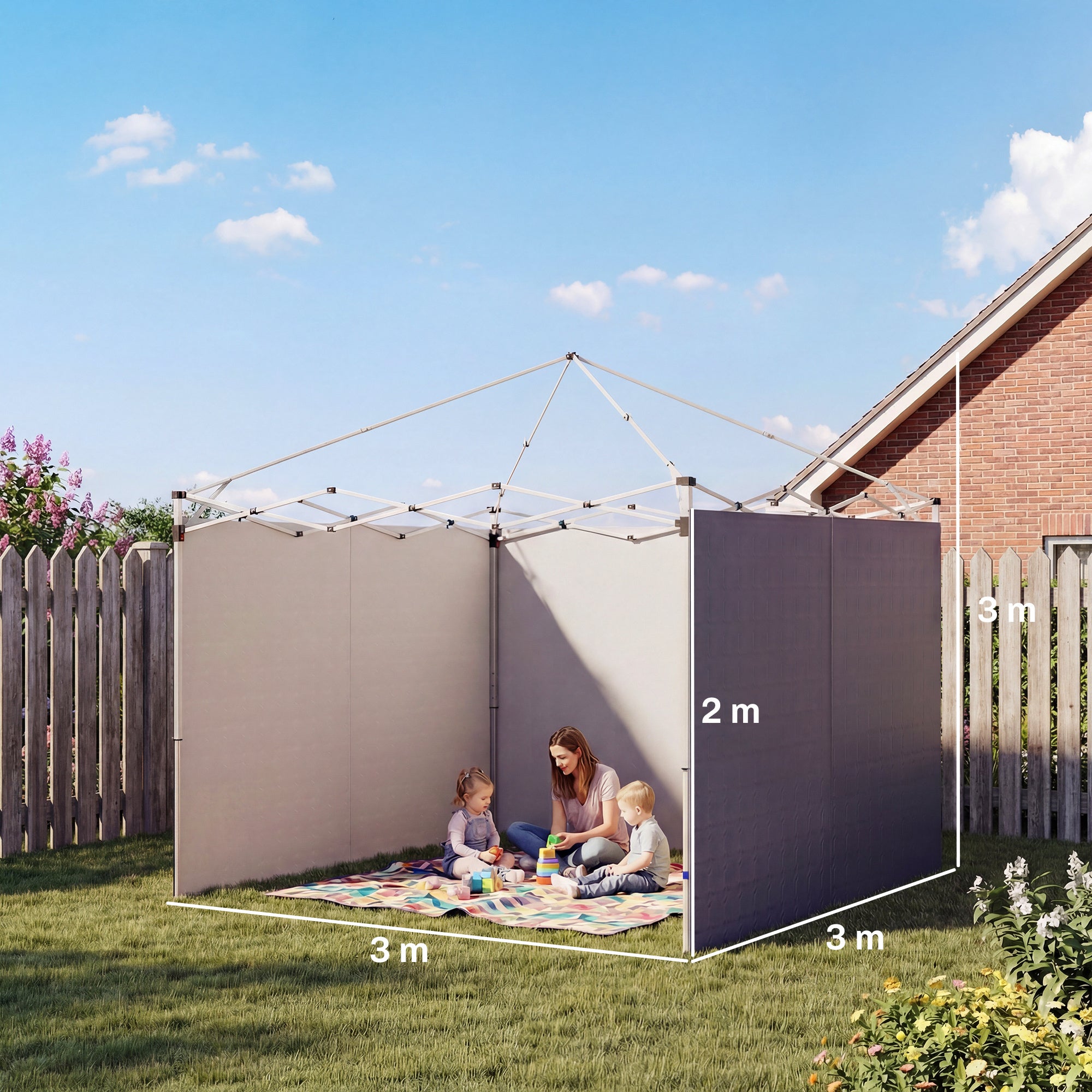 Outsunny 3 Paredes Laterales para Carpas de 3x3 m, Paredes Laterales de Repuesto para Cenador de Tela Oxford 210D con Cremallera, para Fiestas, 300x200 cm, Azul Oscuro