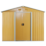 Outsunny Caseta de Jardín Exterior 3,6 m² 236x174x190 cm Cobertizo de Jardín Exterior con 2 Puertas Correderas Techo Inclinado y 4 Ventanas para Patio Terraza Amarillo Mostaza