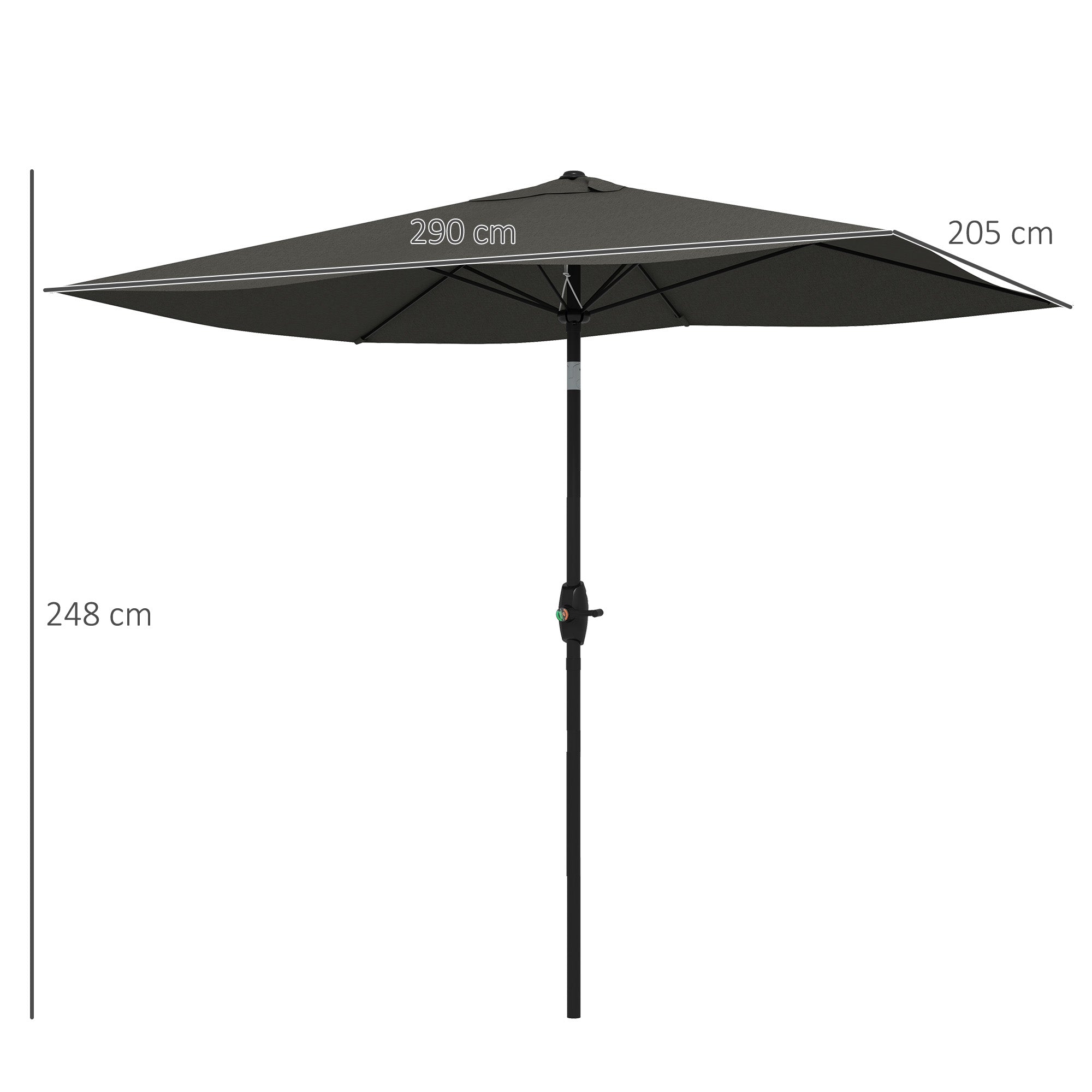 Outsunny Sombrilla de Terraza Exterior 3x2 m Parasol de Terraza Exterior con Ángulo Ajustable Mástil de Aluminio y Protección UV 50+ Sombrilla para Jardín Patio Gris Oscuro