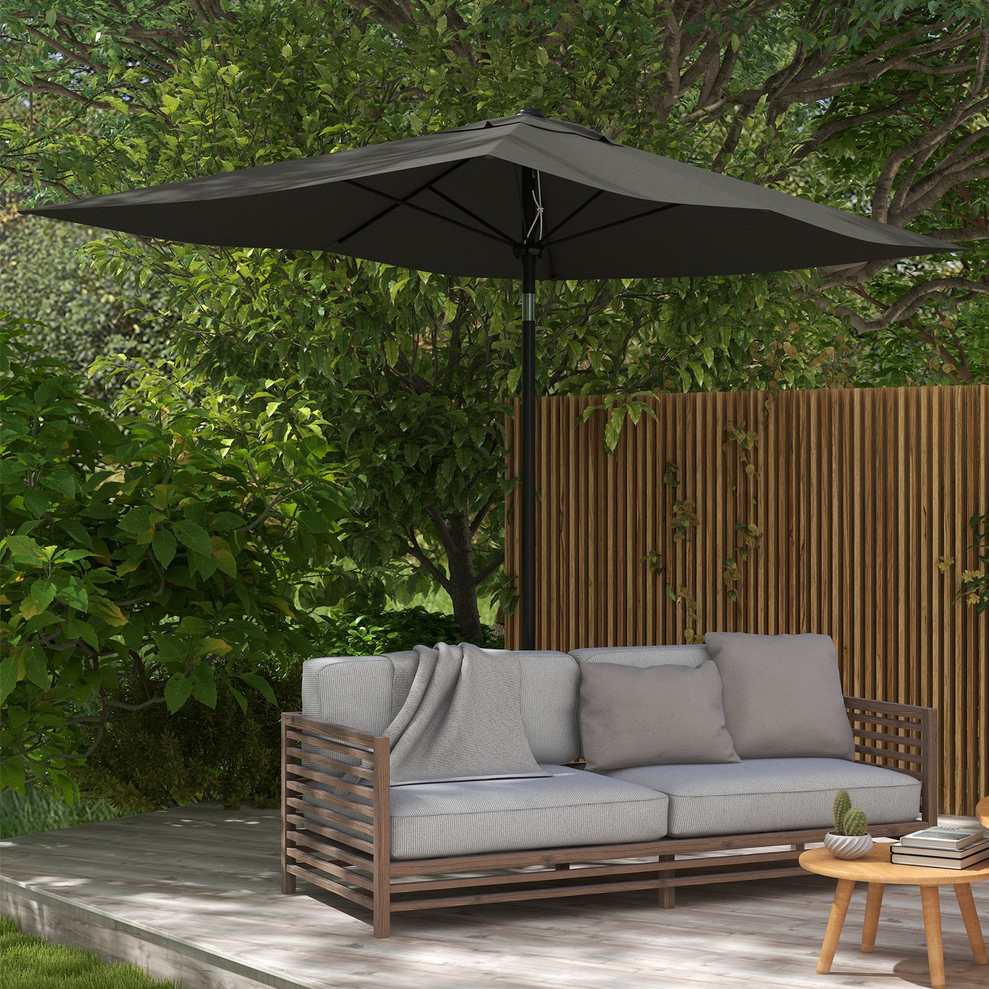 Outsunny Sombrilla de Terraza Exterior 3x2 m Parasol de Terraza Exterior con Ángulo Ajustable Mástil de Aluminio y Protección UV 50+ Sombrilla para Jardín Patio Gris Oscuro
