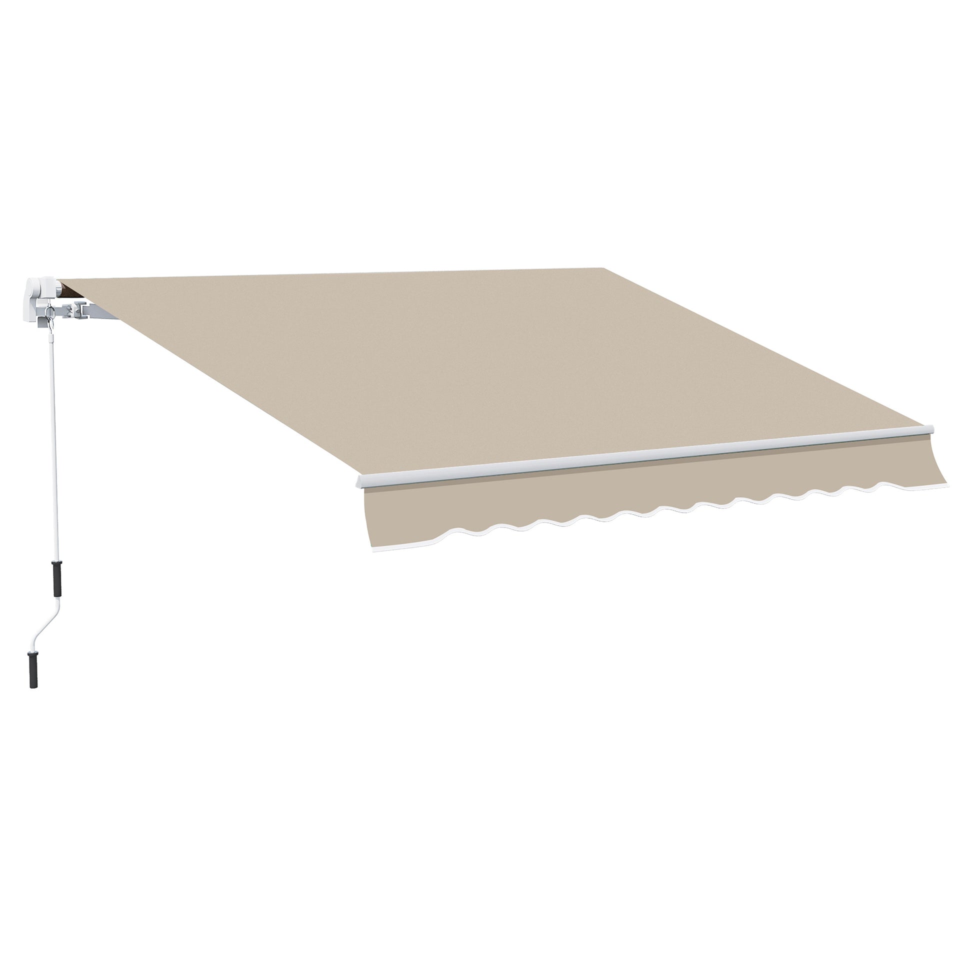 Outsunny Toldo Manual Retráctil 395x245 cm Toldo para Balcón con Manivela de Metal Impermeable y Anti-UV Toldo Enrollable de Exterior para Jardín Terraza Ventanas Beige