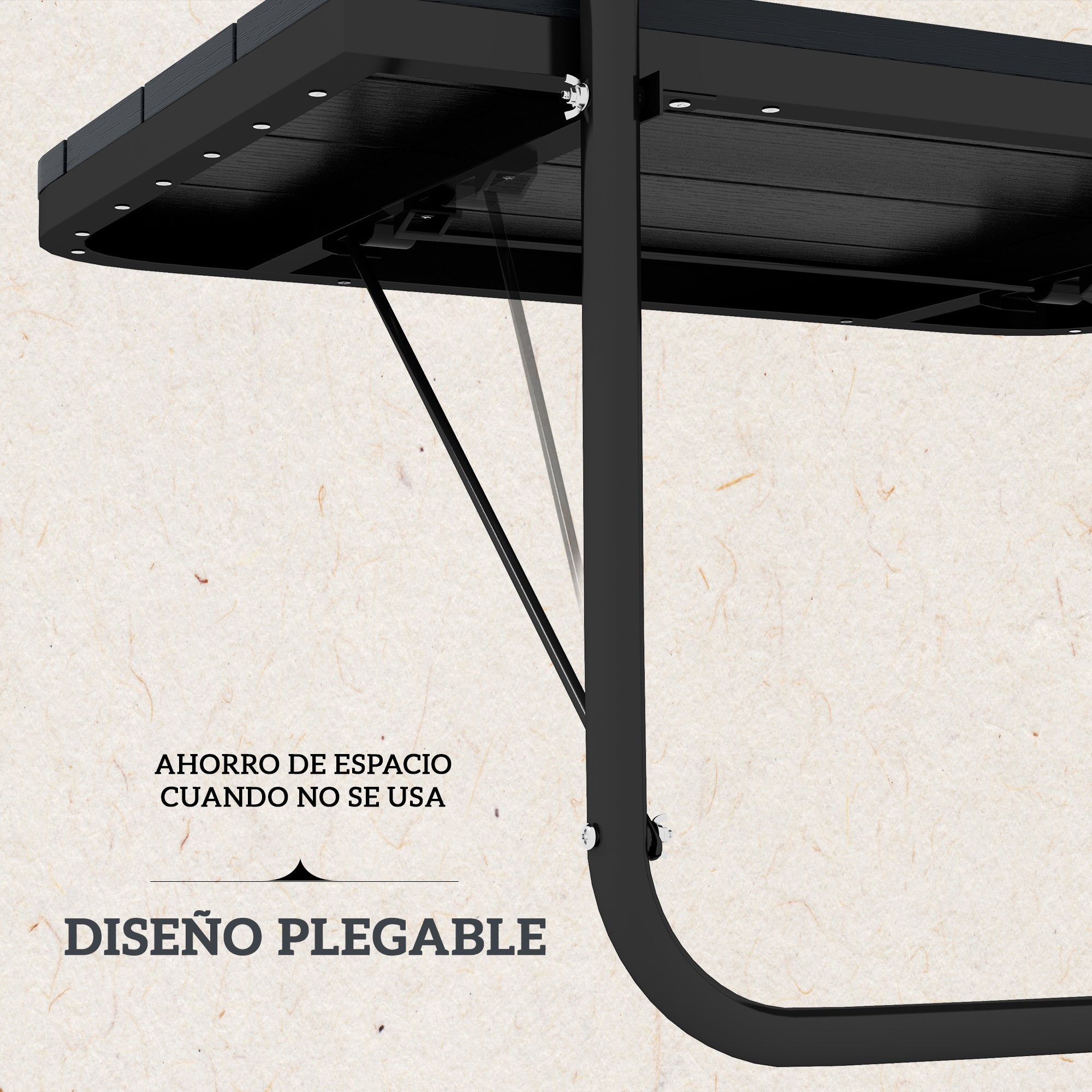 Outsunny Mesa Colgante de Balcón, Mesa Plegable para Balcón de Aluminio para Barandilla, con Altura Ajustable en 4 Niveles, Adaptable a 4 Anchos, Carga 25 kg, para Jardín, 60x40x55-64 cm, Negro