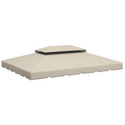 Outsunny Techo de Repuesto para Cenador, 4x3 m, Cubierta de Repuesto con Doble Techo, 8 Orificios de Drenaje, SOLO Toldo de Recambio para Pabellón Gazebo, Beige