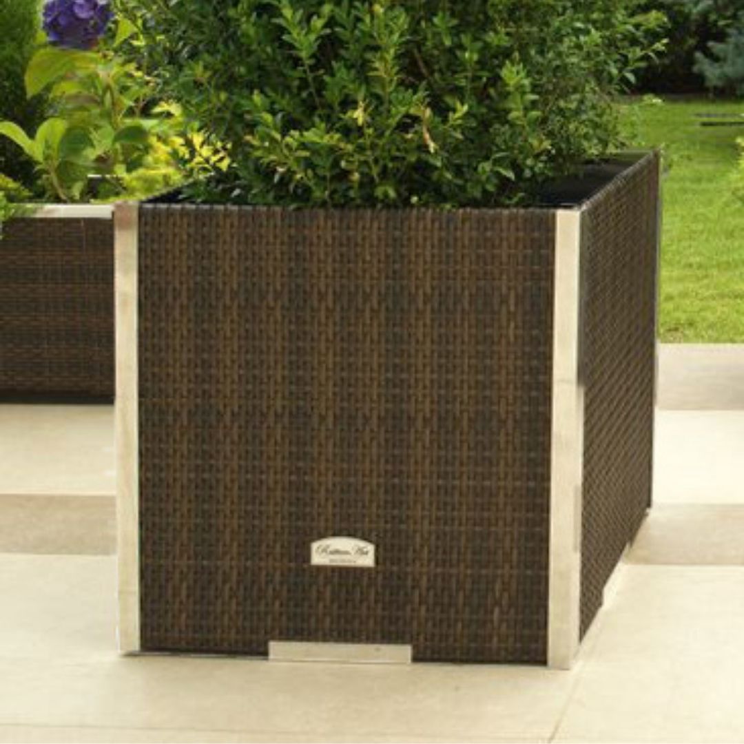Jardinera Ratán con Marco de Aluminio (Beige) 46x46x46