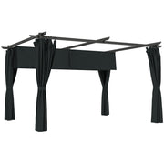 Outsunny Pérgola de Aluminio con Techo Retráctil Pérgola 4x3 m con Paredes Laterales Cenador con Tela de Poliéster Anti-UV Resistente al Agua Pabellón para Jardín Patio Terraza Gris Oscuro