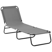 Outsunny Tumbona Plegable Reclinable con Ángulo Ajustable de 5 Posiciones para Jardín Exterior Piscina Terraza Camping Carga 120 kg 188x56x28 cm Gris