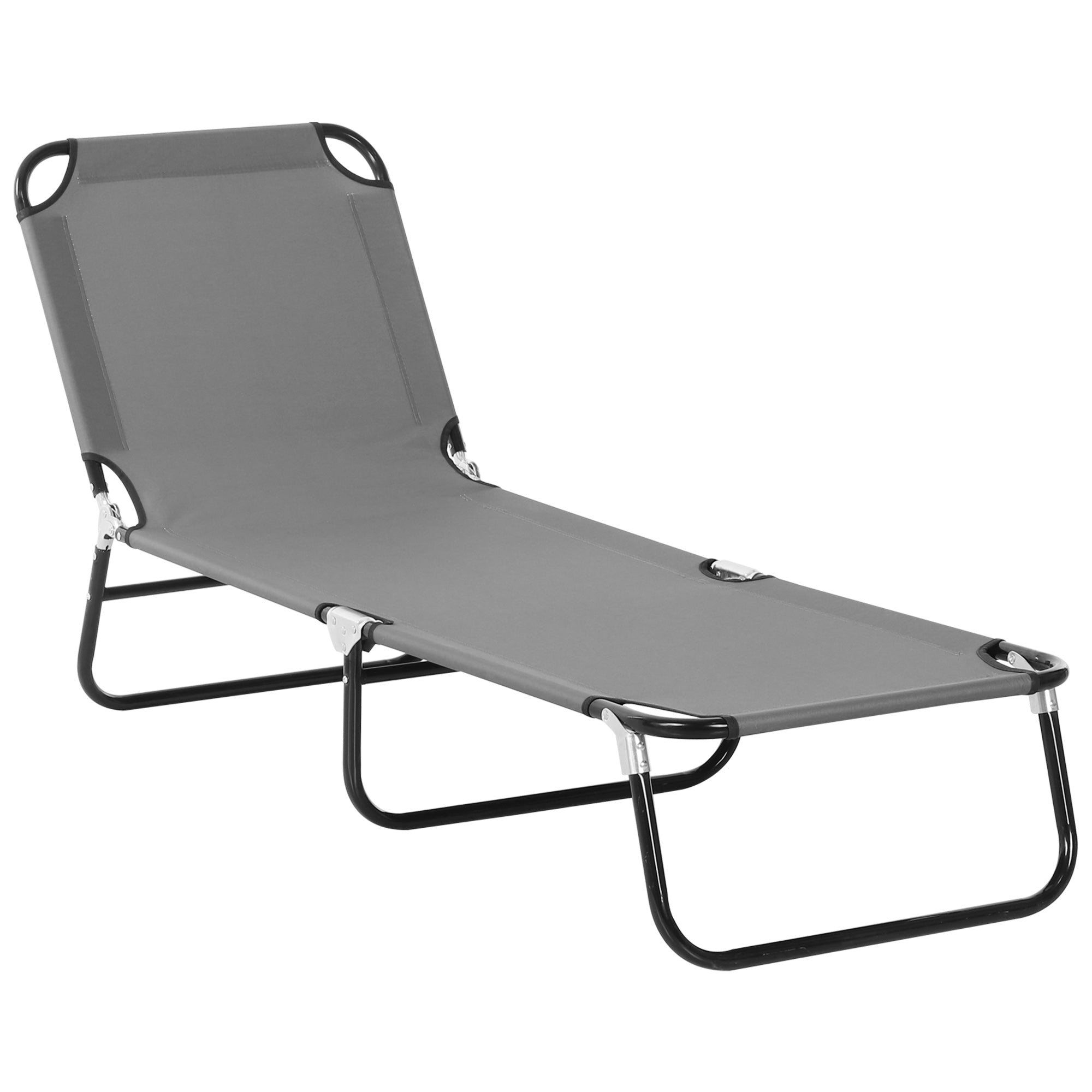 Outsunny Tumbona Plegable Reclinable con Ángulo Ajustable de 5 Posiciones para Jardín Exterior Piscina Terraza Camping Carga 120 kg 188x56x28 cm Gris
