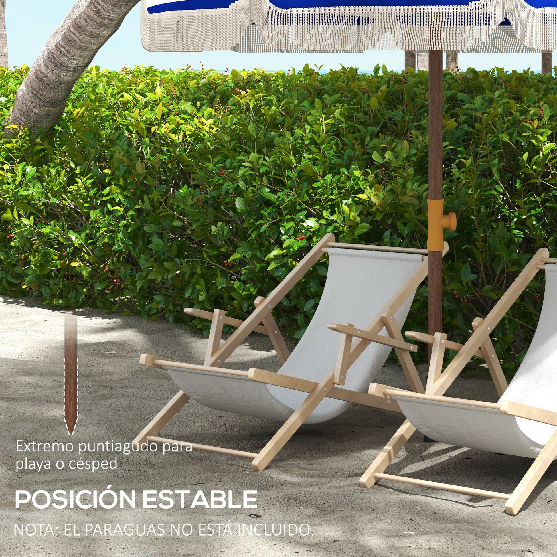 Outsunny Sombrilla de Playa Grande con Flecos Ø190 cm Sombrilla de Terraza Exterior con Protección UV40+ Antiviento Impermeable Mástil de Ø32 mm y Bolsa de Transporte Azul y Blanco