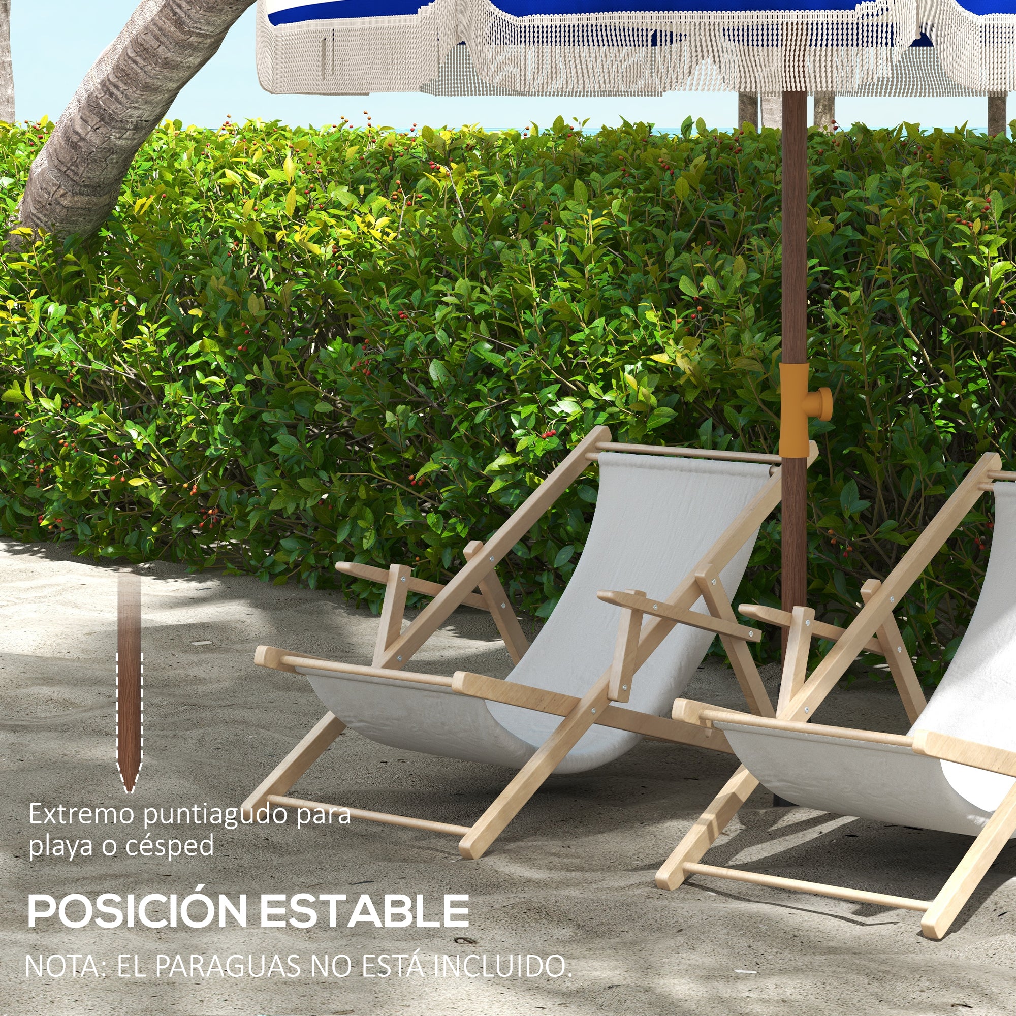 Outsunny Sombrilla de Playa Grande con Flecos Ø190 cm Sombrilla de Terraza Exterior con Protección UV40+ Antiviento Impermeable Mástil de Ø32 mm y Bolsa de Transporte Azul y Blanco