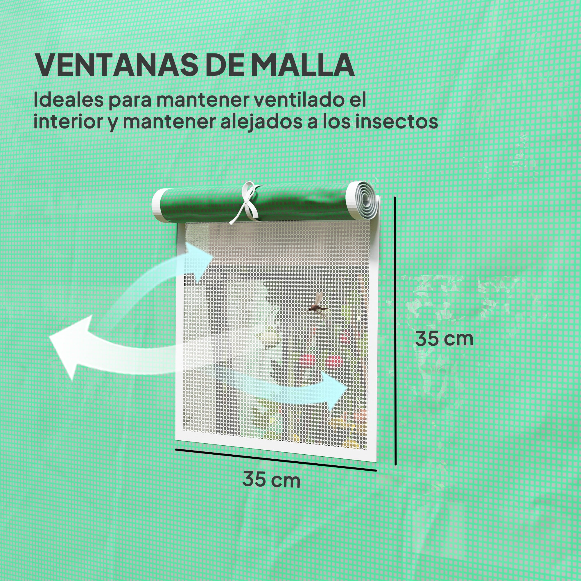 Outsunny Invernadero de Túnel 296x196x200 cm Invernadero de Jardín con 3 Puertas Enrollables 6 Ventanas Cubierta PE 140g/m² Estructura de Acero Galvanizado para Cultivos Plantas Flores Verde