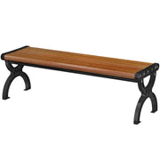 Outsunny Banco de Jardín Exterior de 2 Plazas, Banco Exterior con Estructura Metálica y Asiento Listonado, para Patio, Terraza, 124x39x39 cm, Marrón