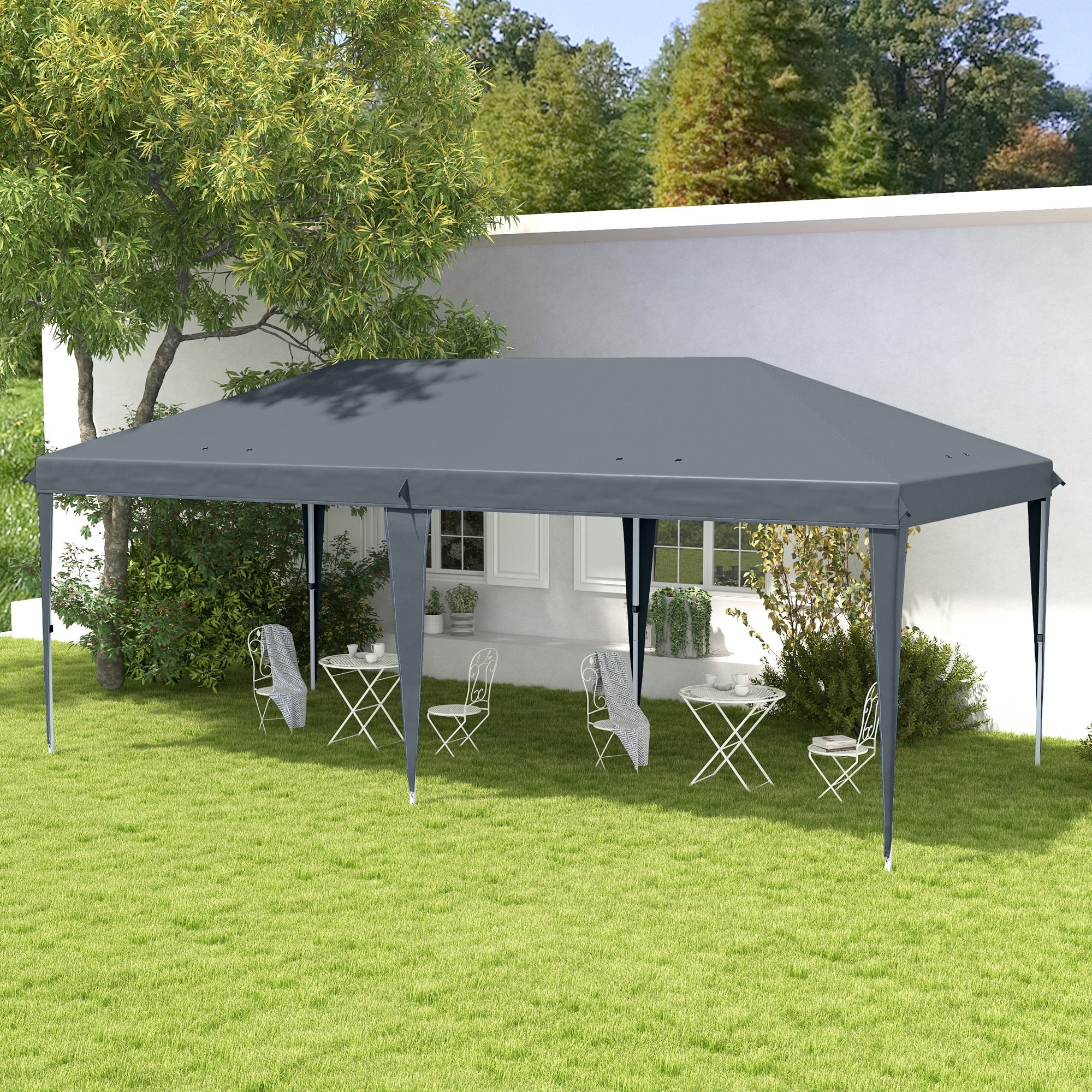 Outsunny Carpa Plegable Gazebo 6x3 m Cenador Plegable con Altura Ajustable en 3 Niveles Toldo Anti-UV y Bolsa de Transporte para Camping Fiestas Gris Claro