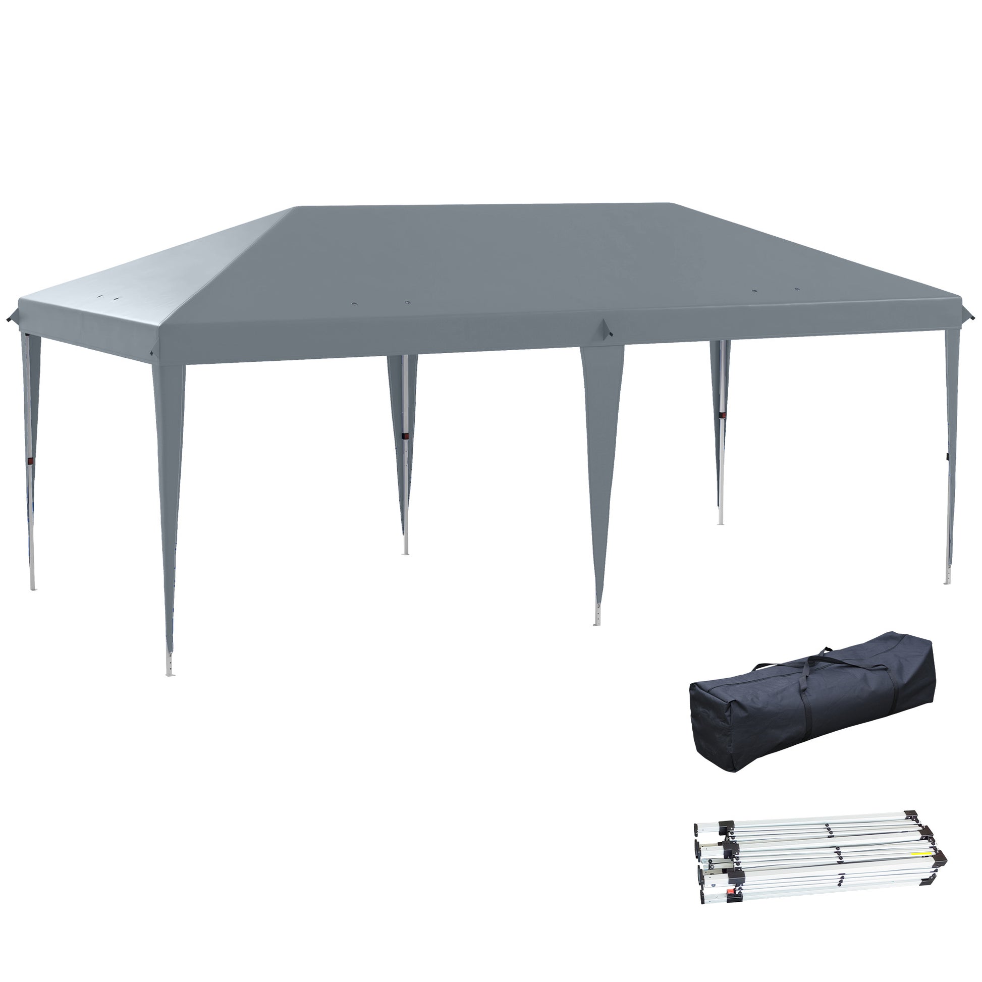 Outsunny Carpa Plegable Gazebo 6x3 m Cenador Plegable con Altura Ajustable en 3 Niveles Toldo Anti-UV y Bolsa de Transporte para Camping Fiestas Gris Claro