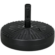 Outsunny Base de Sombrilla Redondo Soporte para Parasol Rellenable de Agua 22 kg y Arena 29 kg para Poste de Parasol de Ø38/48 mm Superficie de Imitación de Ratán Ø51x36 cm Negro
