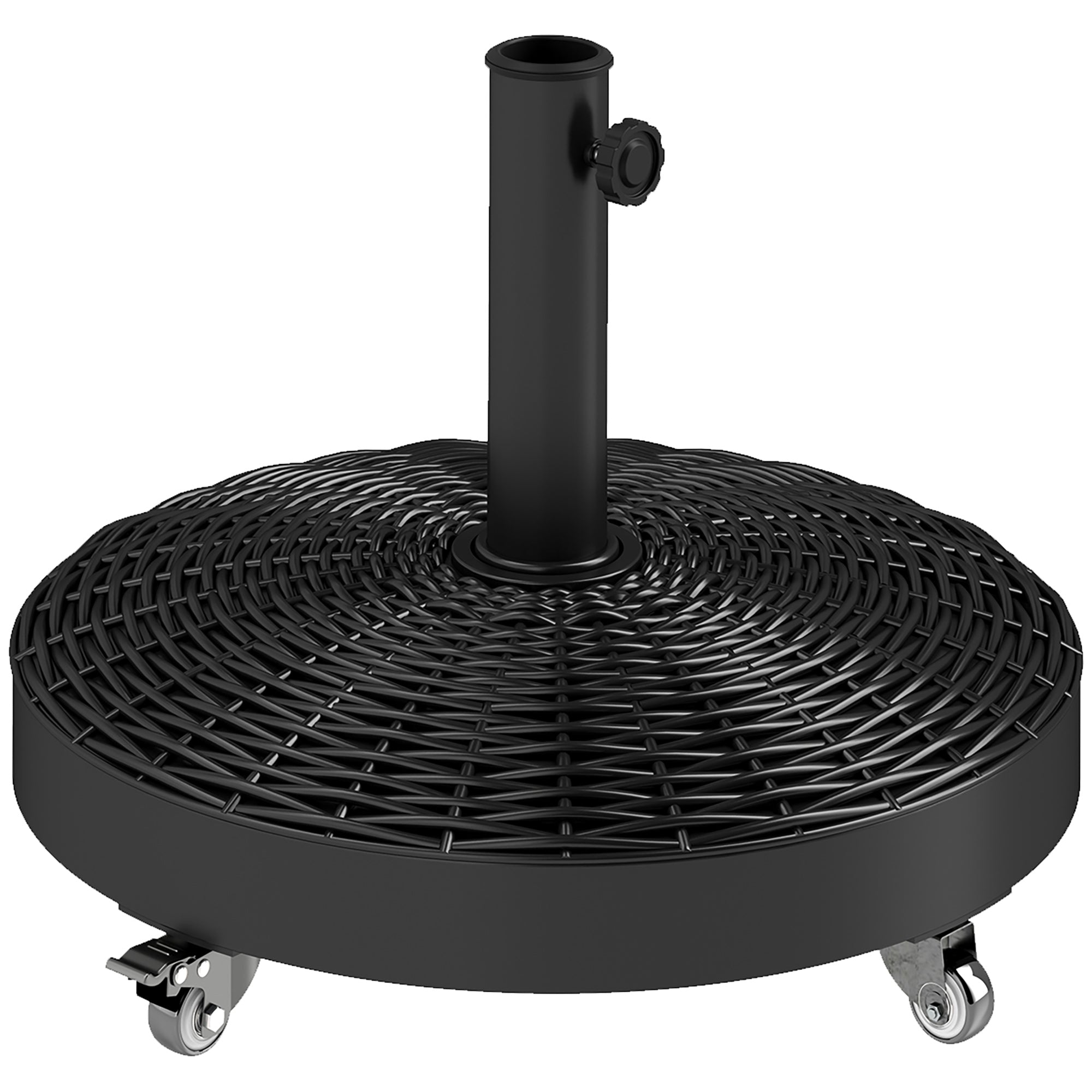 Outsunny Base para Sombrilla Redonda Soporte para Parasol con Ruedas Pie para Sombrilla con Relleno de Cemento Peso 25 kg para Jardín Terraza Negro