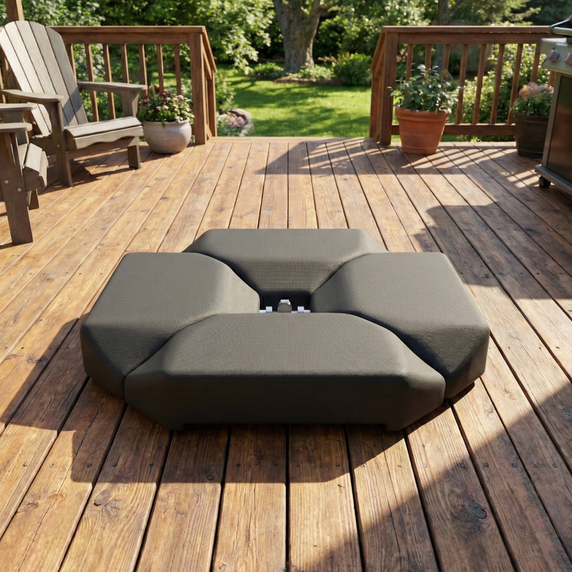 Outsunny Base para Sombrilla de 4 Piezas, para Cantilever y de Doble Cara, Soporte para Parasol de HDPE Rellenable con Agua 77 kg o Arena 100 kg, para Jardín, Patio, Terraza, Negro