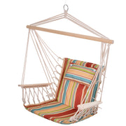 Outsunny Silla Colgante Estampado Rayas Hamaca con Cojín Reposacabezas para Interior Exterior 100x106 cm Carga Máx. 100 kg