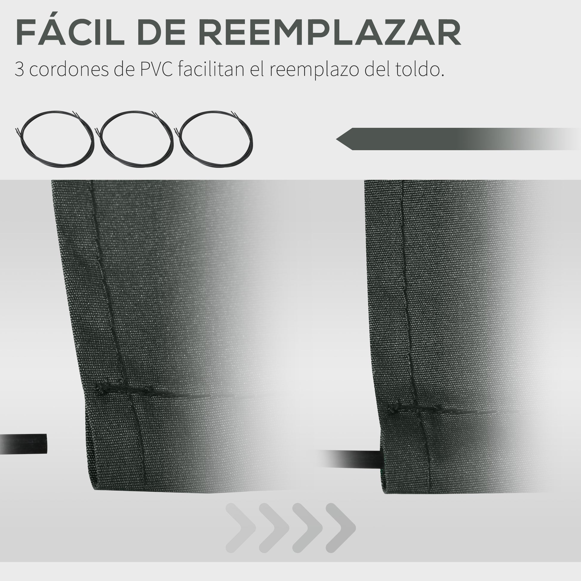 Outsunny Techo de Repuesto para Toldo, 382x240 cm, Lona para Toldo con Dobladillo, Protección UV, Impermeable, Tela de Repuesto para Patio, Terraza, Jardín, Balcón, Gris