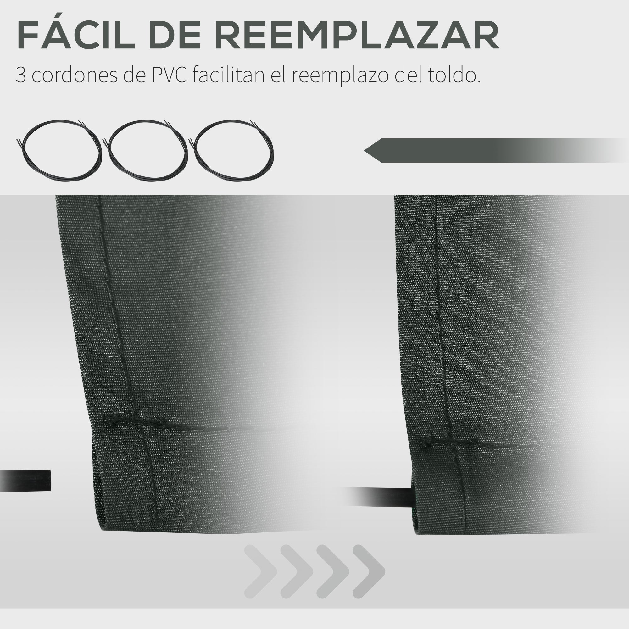 Outsunny Techo de Repuesto para Toldo, 382x240 cm, Lona para Toldo con Dobladillo, Protección UV, Impermeable, Tela de Repuesto para Patio, Terraza, Jardín, Balcón, Gris