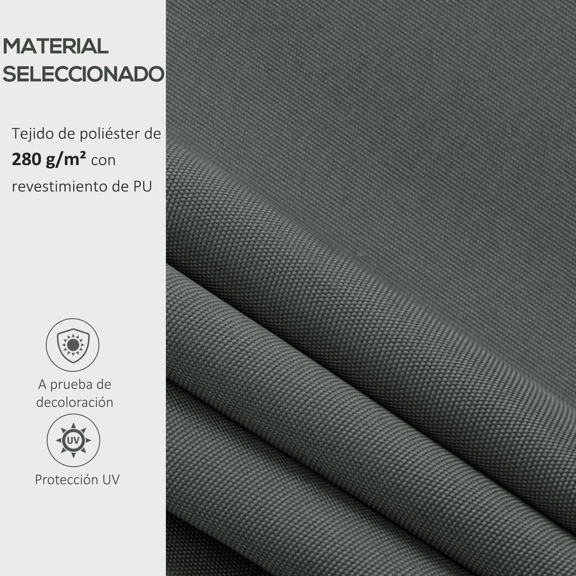 Outsunny Techo de Repuesto para Toldo, 382x240 cm, Lona para Toldo con Dobladillo, Protección UV, Impermeable, Tela de Repuesto para Patio, Terraza, Jardín, Balcón, Gris