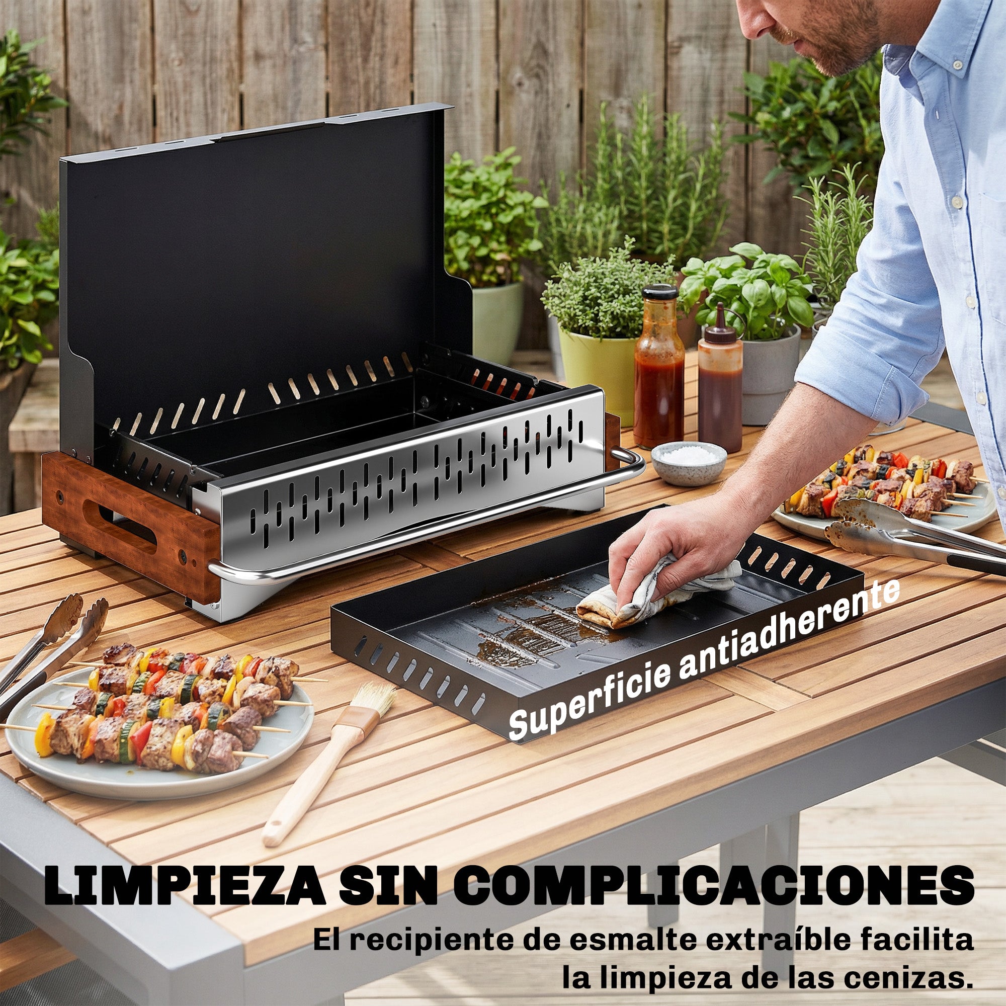 Outsunny Barbacoa de Carbón Plegable, Barbacoa Portátil, 50,5x34x33 cm, con Bandeja de Carbón Extraíble, para Camping, Picnic, Fiesta en Jardín, Negro