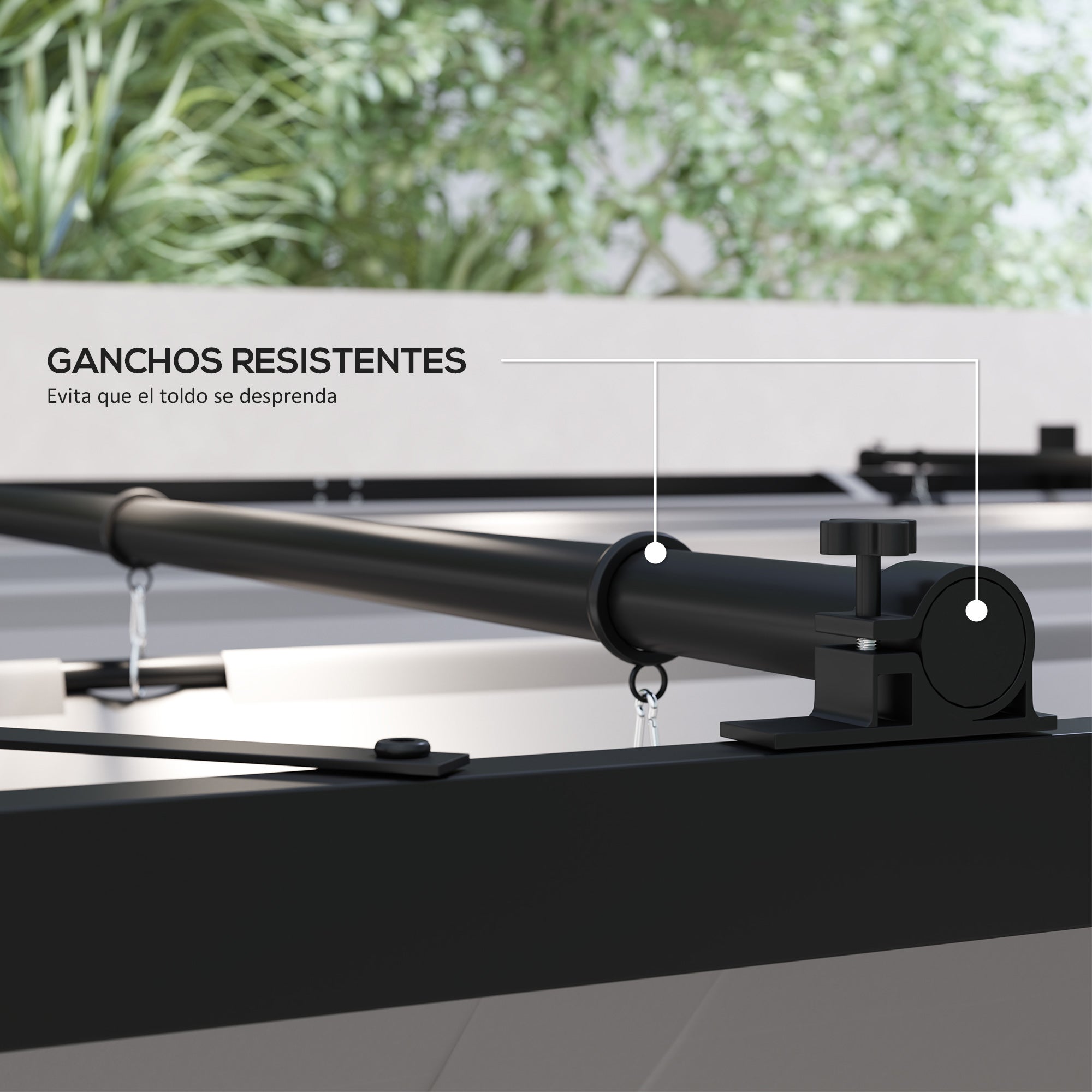 Outsunny Pérgola de Jardín 3x3 m con Techo Retráctil y Accesorio Magnético, Cenador de Jardín con Protección UV30+, Columnas Metálicas y Ganchos, Pabellón para Patio, Terraza, Exterior, Gris