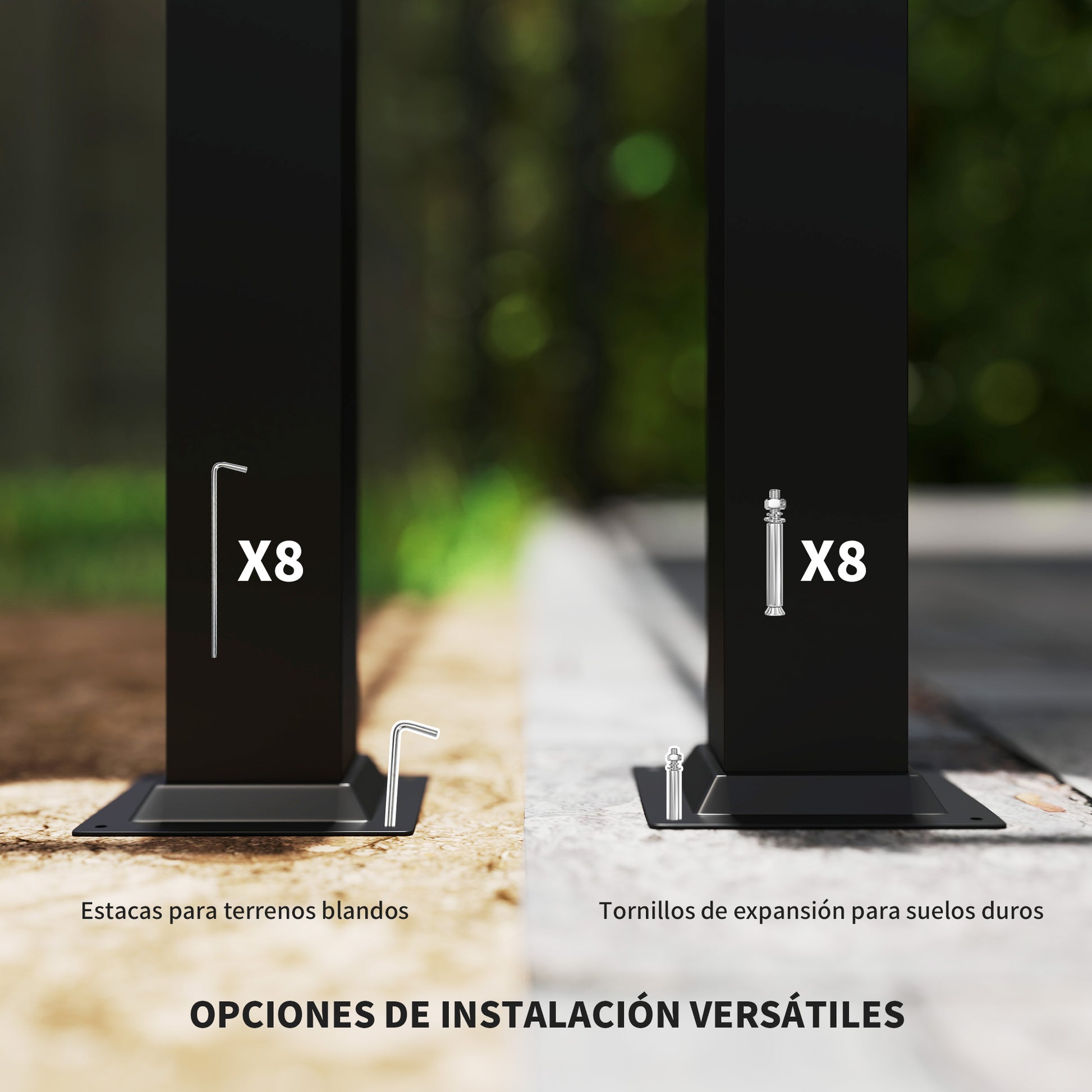Outsunny Pérgola de Jardín 3x3 m con Techo Retráctil y Accesorio Magnético, Cenador de Jardín con Protección UV30+, Columnas Metálicas y Ganchos, Pabellón para Patio, Terraza, Exterior, Gris